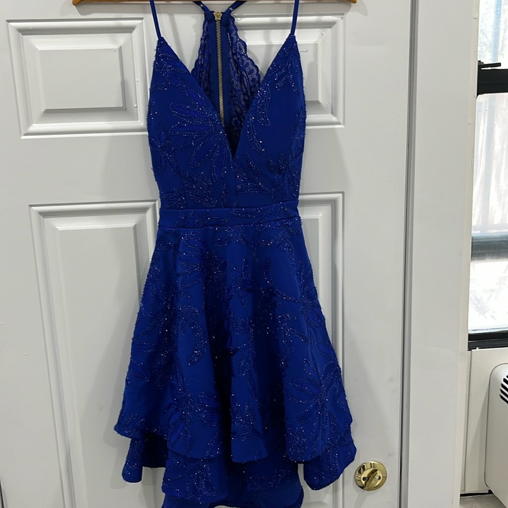 Love, Nickie Lew Sparkly Blue Strappy Dress